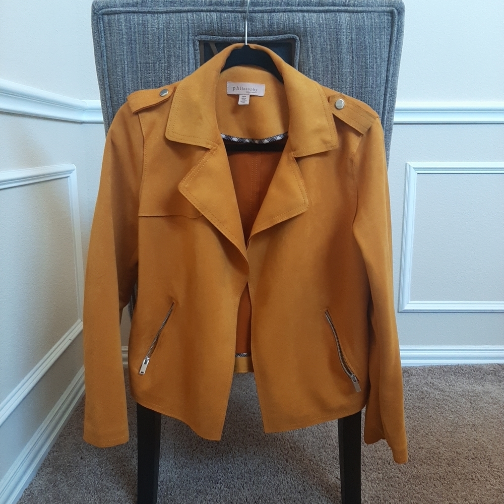 Philosophy Mustard Vegan Suede Open Front Jacket